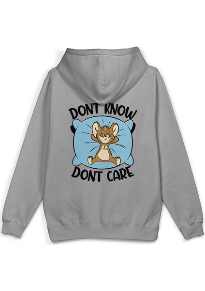 Tom & Jerry Baskılı Kapüşonlu Oversize Sweatshirt Gri Hoodie H1381