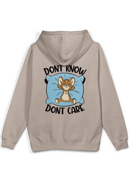 Baskılı Kapüşonlu Oversize Sweatshirt Taş Rengi Hoodie H1381