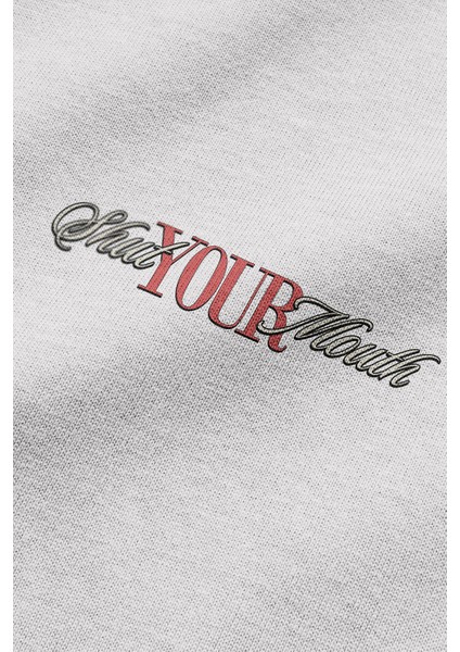 Shut Your Mouth Sırt Baskılı Kapüşonlu Oversize Sweatshirt Ekru Hoodie H1194 fırsatları