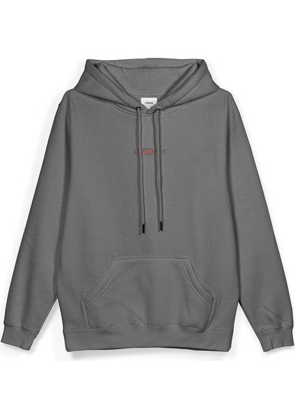 Shut Your Mouth Sırt Baskılı Kapüşonlu Oversize Sweatshirt Gri Hoodie H1194 fiyatları