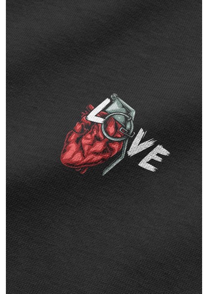 Love Bomb Baskılı Siyah Oversize Sweatshirt S1203 indirimleri