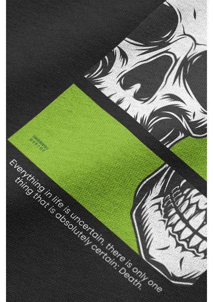 Skull Kurukafa Sırt Baskılı Siyah Oversize Sweatshirt S1208 indirimleri