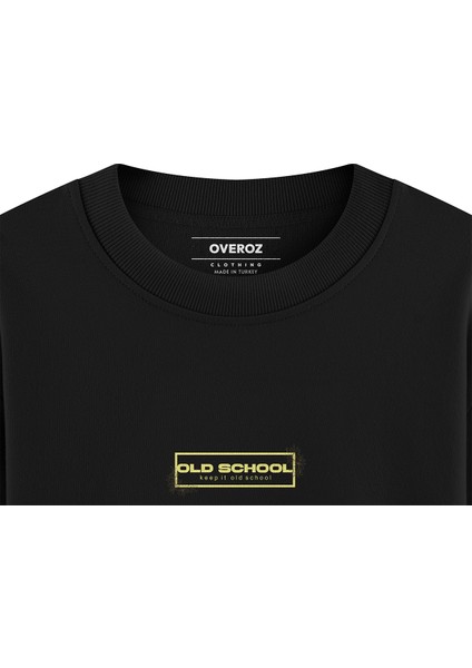 Old School Kaset Sırt Baskılı Siyah Oversize Sweatshirt S1207 fırsatları