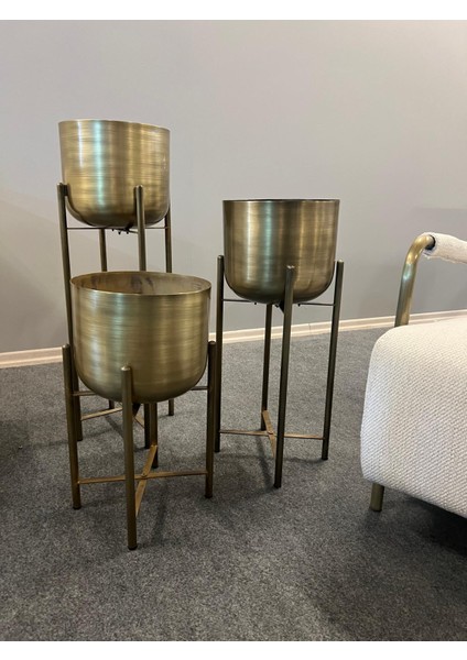 75-60-45 cm Gold Eskitme Saksılık Çap 25 cm modelleri