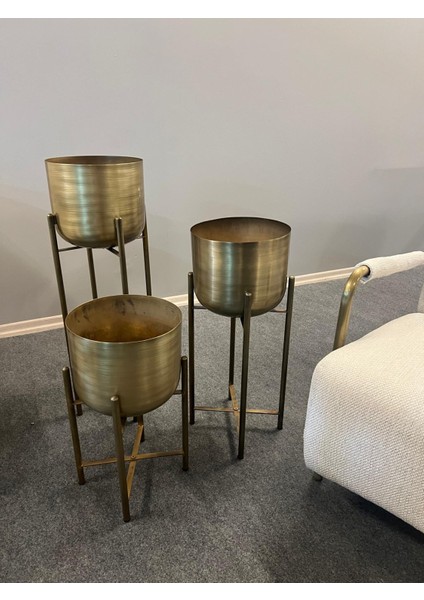 75-60-45 cm Gold Eskitme Saksılık Çap 25 cm fırsatları