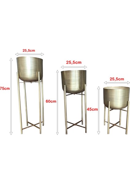 75-60-45 cm Gold Eskitme Saksılık Çap 25 cm indirimleri