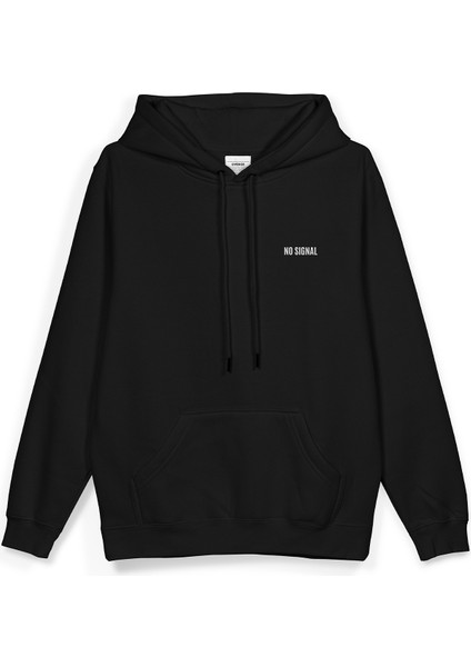 No Signal Sırt Baskılı Kapüşonlu Oversize Sweatshirt Siyah Hoodie H1396 fiyatları