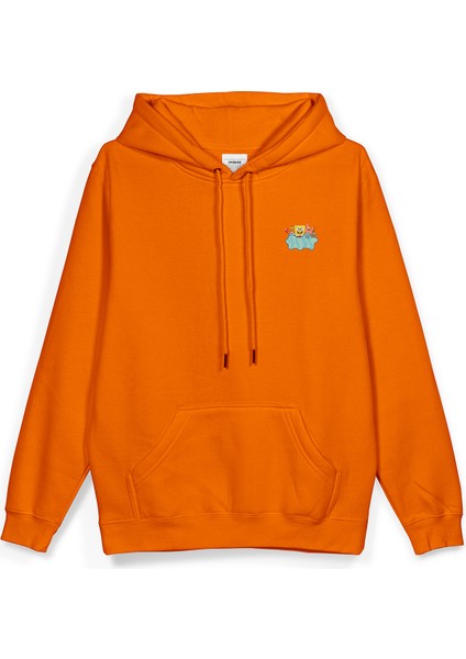 Sünger Bob Sırt Baskılı Kapüşonlu Oversize Sweatshirt Turuncu Hoodie H1232 fiyatları