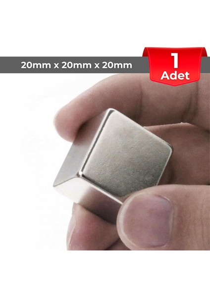 [1 Adet] Neodyum Mıknatıs Boy: 20MM En: 20MM Kalınlık: 20MM [20X20X20] Ndfeb Güçlü Mıknatıs [NM004]