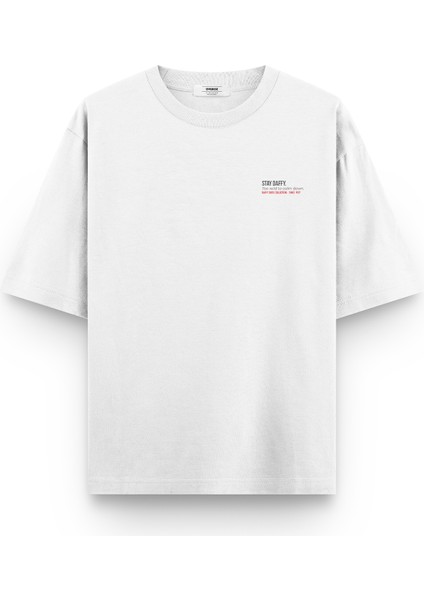 Daffy Duck Sırt Baskılı Yarı Oversize Beyaz Tshirt 1393 fiyatları