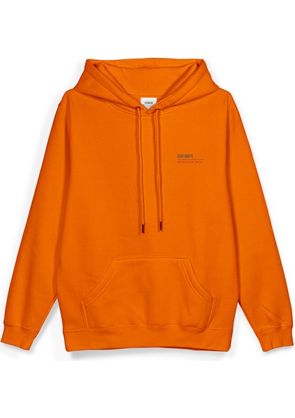 Daffy Duck Sırt Baskılı Kapüşonlu Oversize Sweatshirt Turuncu Hoodie H1393 fiyatları