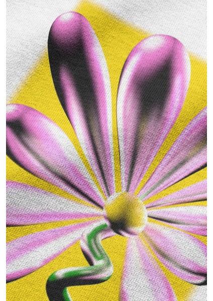 Beyaz Oversize Tshirt Make Sure Çiçek Baskılı Oversize Yazılı Unisex Tişört 1239 indirimleri