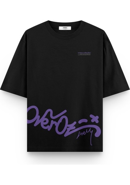 Graffiti Tag Baskılı Yarı Oversize T-Shirt 1240