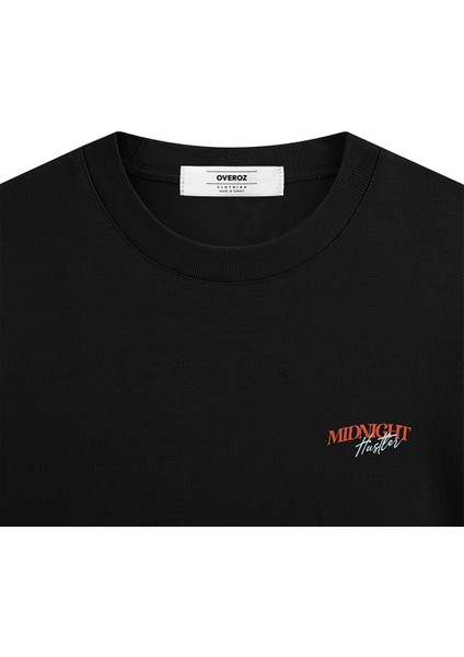 Siyah Oversize Tshirt Midnight Skull Sırt Baskılı Oversize Yazılı Unisex Tişört 1255 fırsatları