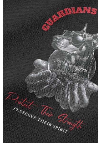 Doberman Sırt Baskılı Siyah Oversize Köpekli Sweatshirt S1193 indirimleri