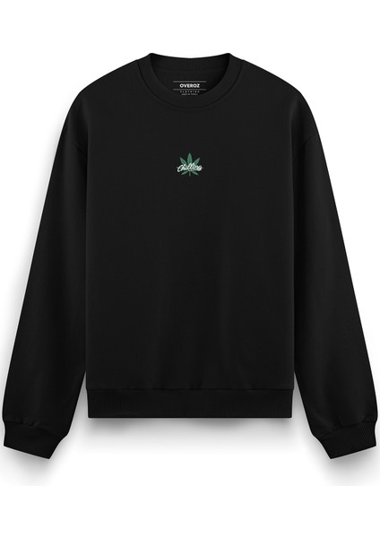 Chilling Takılan Astronot Sırt Baskılı Siyah Oversize Sweatshirt S1223 fiyatları