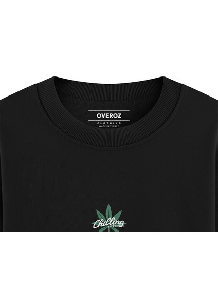 Chilling Takılan Astronot Sırt Baskılı Siyah Oversize Sweatshirt S1223 fırsatları