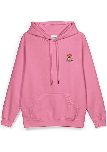 Tazmanian Devil Tazmanya Canavarı Sırt Baskılı Kapüşonlu Oversize Sweatshirt Pembe Hoodie H1392 fiyatları