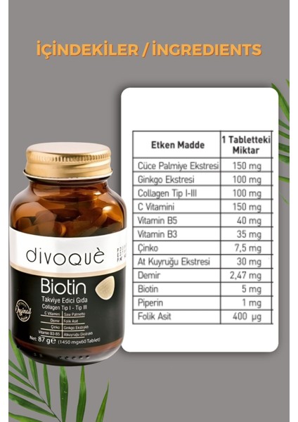 Divogue Biotin 5000 Mcg (60 Tablet x 2) – Saç, Cilt ve Vücut Desteği fırsatları
