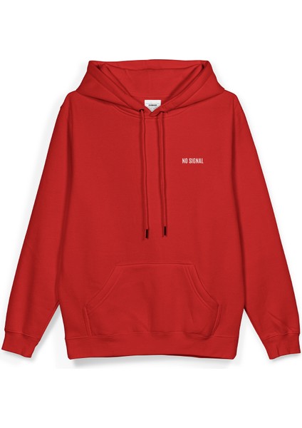No Signal Sırt Baskılı Kapüşonlu Oversize Sweatshirt Kırmızı Hoodie H1396 fiyatları