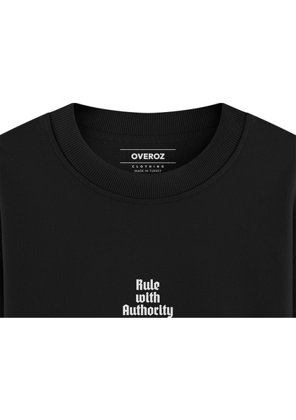 Empress Satranç Sırt Baskılı Siyah Oversize Sweatshirt S1196 fırsatları