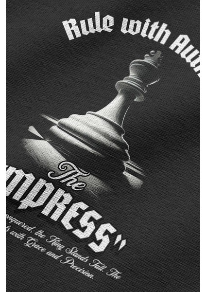 Empress Satranç Sırt Baskılı Siyah Oversize Sweatshirt S1196 indirimleri