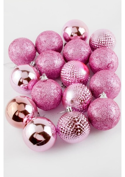 16 Adet Lüks Pembe Renkli Cici Top Yılbaşı Ağaç Süsü fiyatları