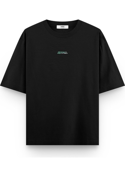 Siyah Oversize Tshirt Yeşil Papatya Sırt Baskılı T-Shirt Oversize Yazılı Unisex Tişört 1226 fiyatları
