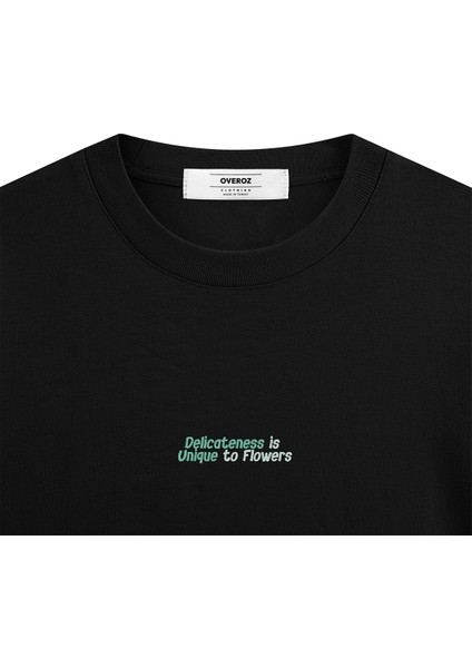 Siyah Oversize Tshirt Yeşil Papatya Sırt Baskılı T-Shirt Oversize Yazılı Unisex Tişört 1226 fırsatları