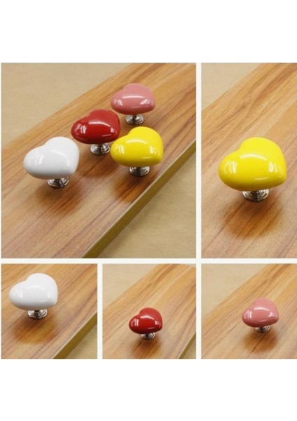 2 Adet Kırmızı Renk Yapışkanlı Kalp Model Sifon, Dolap ve Çekmece Kulbu