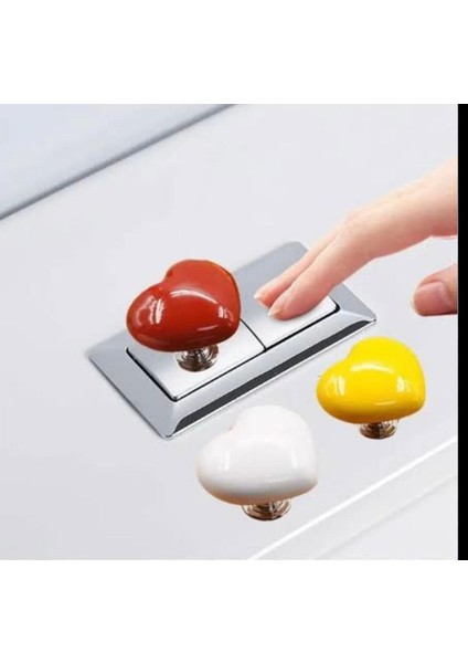 2 Adet Kırmızı Renk Yapışkanlı Kalp Model Sifon, Dolap ve Çekmece Kulbu modelleri