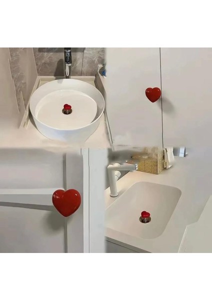2 Adet Kırmızı Renk Yapışkanlı Kalp Model Sifon, Dolap ve Çekmece Kulbu fırsatları