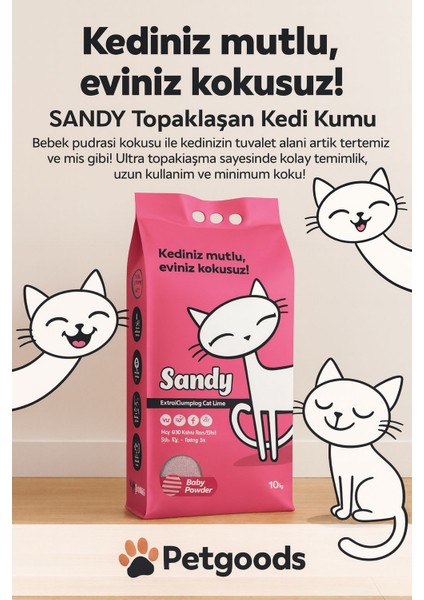 Bebek Pudrası Kokulu 10 kg Bentonit Kedi Kumu 2'li fiyatları