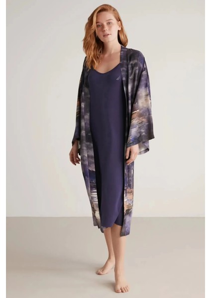 Nautıca W603 Kadın Baskılı Uzun Gecelik ve Sabahlık Takımı fiyatları