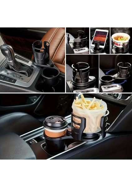 Araç Içi 360 Derece Dönen 2'li Bardaklıklı Açılarak Ayarlanabilir Bardak Tutucu Aparat ( Lisinya ) modelleri