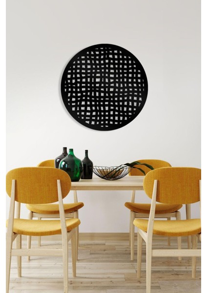 Siyah Dairesel Geometrik Desenli Metal Tablo