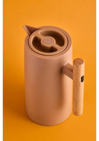 Begonia Nordic Bambu Saplı Cam Vakumlu Termos 1000 ml Kahverengi modelleri