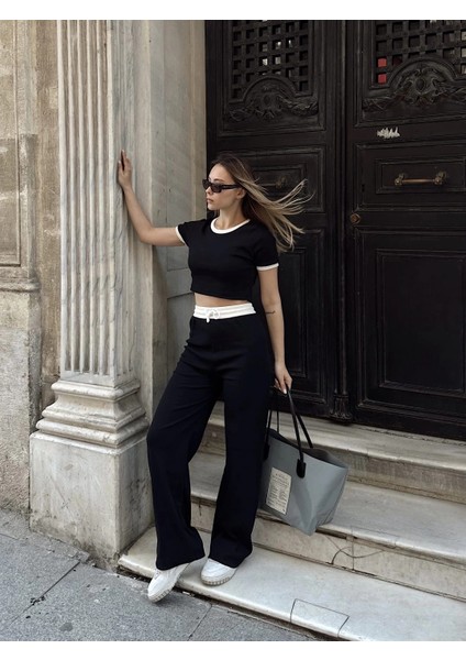 Crop Pantolon Biyeli Takım Siyah fiyatları