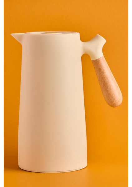 Niva Nordic Bambu Saplı Cam Vakumlu Termos 1000 ml Krem