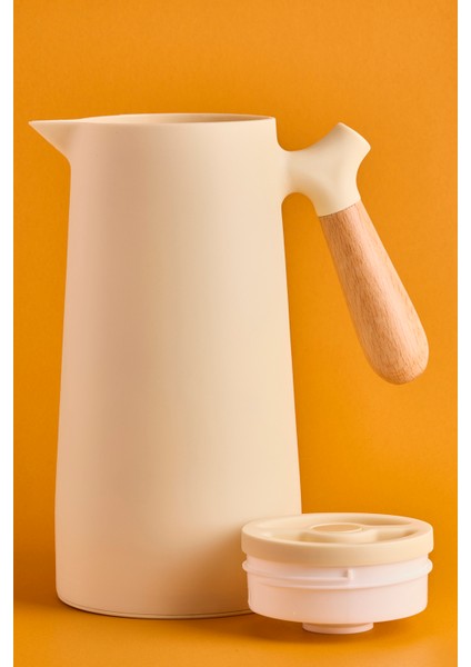 Niva Nordic Bambu Saplı Cam Vakumlu Termos 1000 ml Krem modelleri