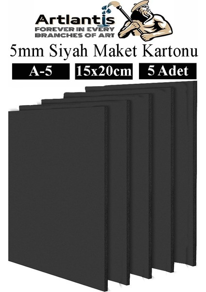 Maket Kartonu Siyah Fotoblok 5 mm A5 15X20 cm 5 Adet Hobi Sanat Okul Köpüklü Straforlu Maket Kartonu Maket Yapımı