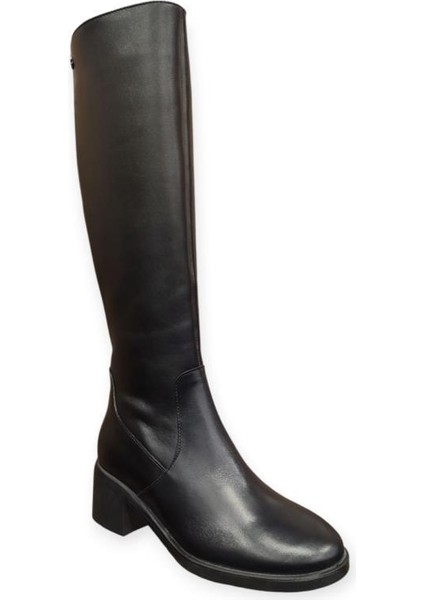 2551405K Kalın Topuk Kaymaz Klasik Kadın Deri Çizme