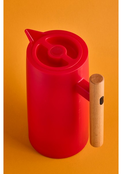 Begonia Nordic Bambu Saplı Cam Vakumlu Termos 1000 ml Kırmızı fiyatları