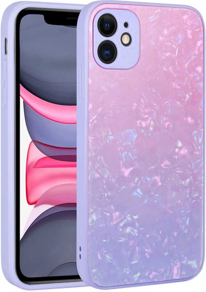 iPhone 11 Uyumlu Renk Geçişli Mermer Desenli Sert Silikon Aden Granit Kapak-No2