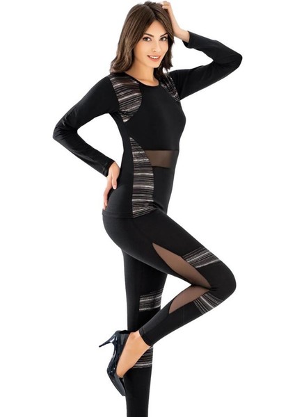 Tül Detaylı Modelli Tayt Takımı 1132