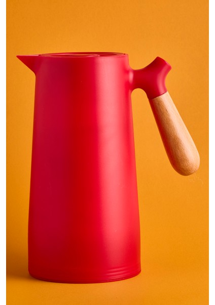 Niva Nordic Bambu Saplı Cam Vakumlu Termos 1000 ml Kırmızı