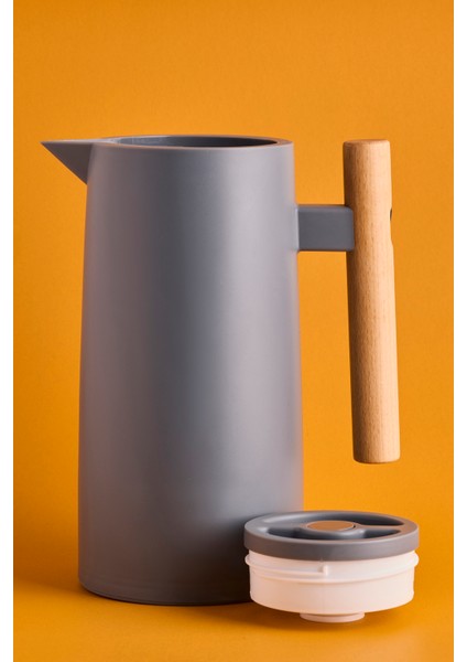 Begonia Nordic Bambu Saplı Cam Vakumlu Termos 1000 ml Gri modelleri