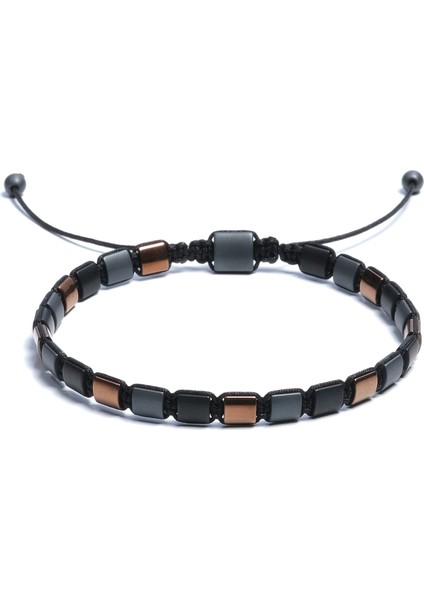 Hematit Doğal Taş Bileklik, Unisex Bileklik, Tasarım Bileklik İpli Ayarlanabilir