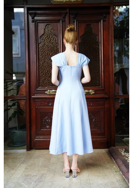 U Yaka Prenses Elbise Mavi S255101 fiyatları