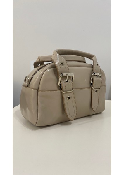 Şık Çift Kemer Siyah Kadın El ve Omuz Çantası Bej Siyah / Çanta / Omuz Çantası fiyatları